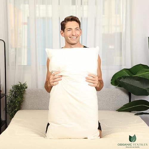 Miniatura 5 de OrganicTextiles - Almohada de lana australiana con funda de algodón orgánico (tamaño estándar) certificado GOTS, altillo ajustable, soporte para