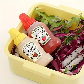 4PCS Mini Ketchup Bottle for Bento Box, Condiment Squeeze Bottles, Salad Dressing Containers, Sauce Syrup Squirt Jar, 40ml*4