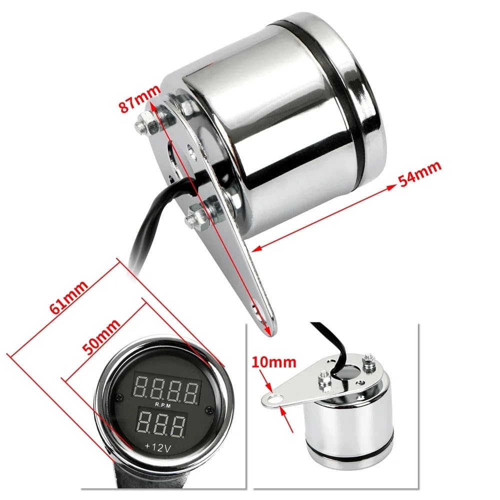 Contachilometri Gruppo Strumenti 1pc Moto LED Contagiri Voltmetro Digitale Contagiri Calibro 12V Moto In Metallo Contachilometri Tachimetro Accessori Universali
