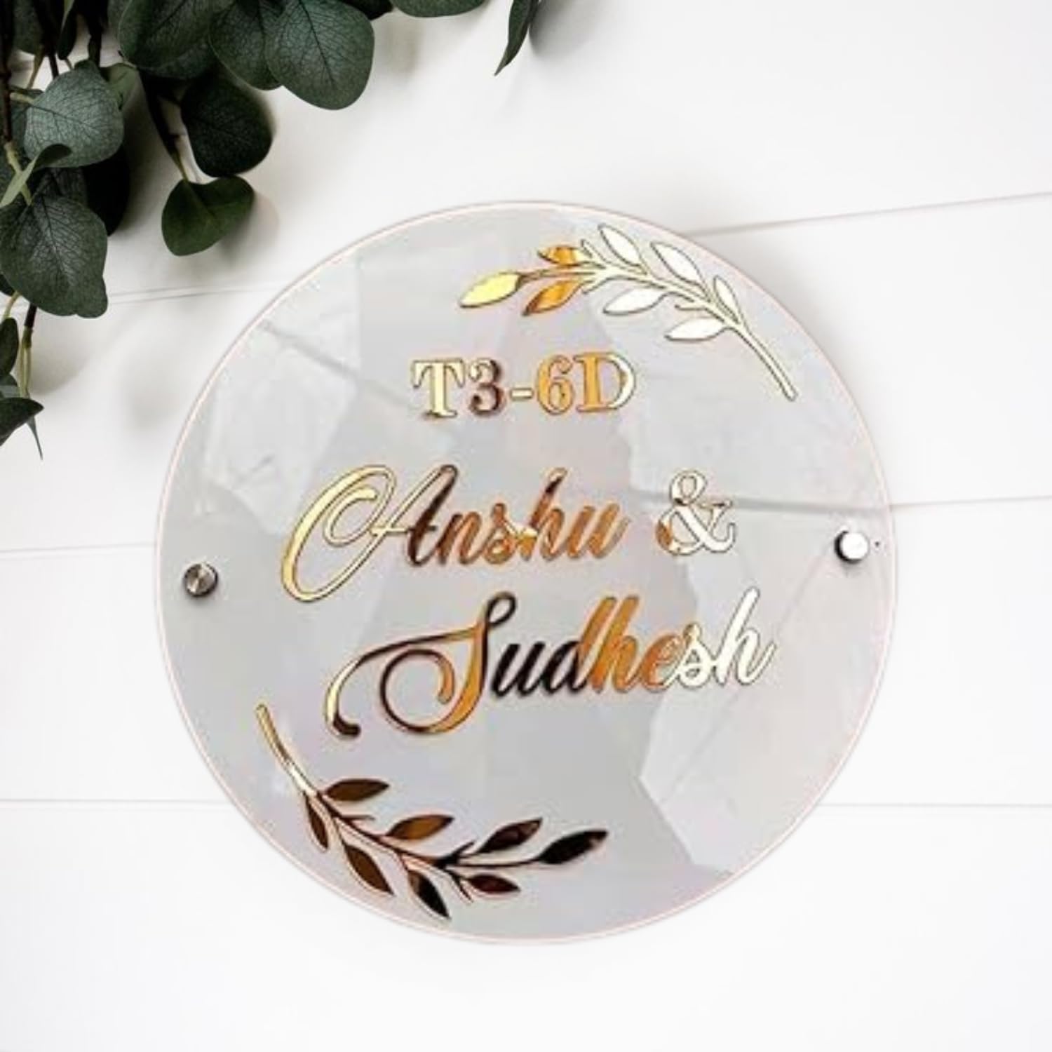 Wood Customized Home Entrance Wall Décor Hanging Signage Name Plate For Home, Flat Door Decoration, Office, Hotel, Shop Décor(DN-11) - (Pack Of - 1), White — Amazon image 3