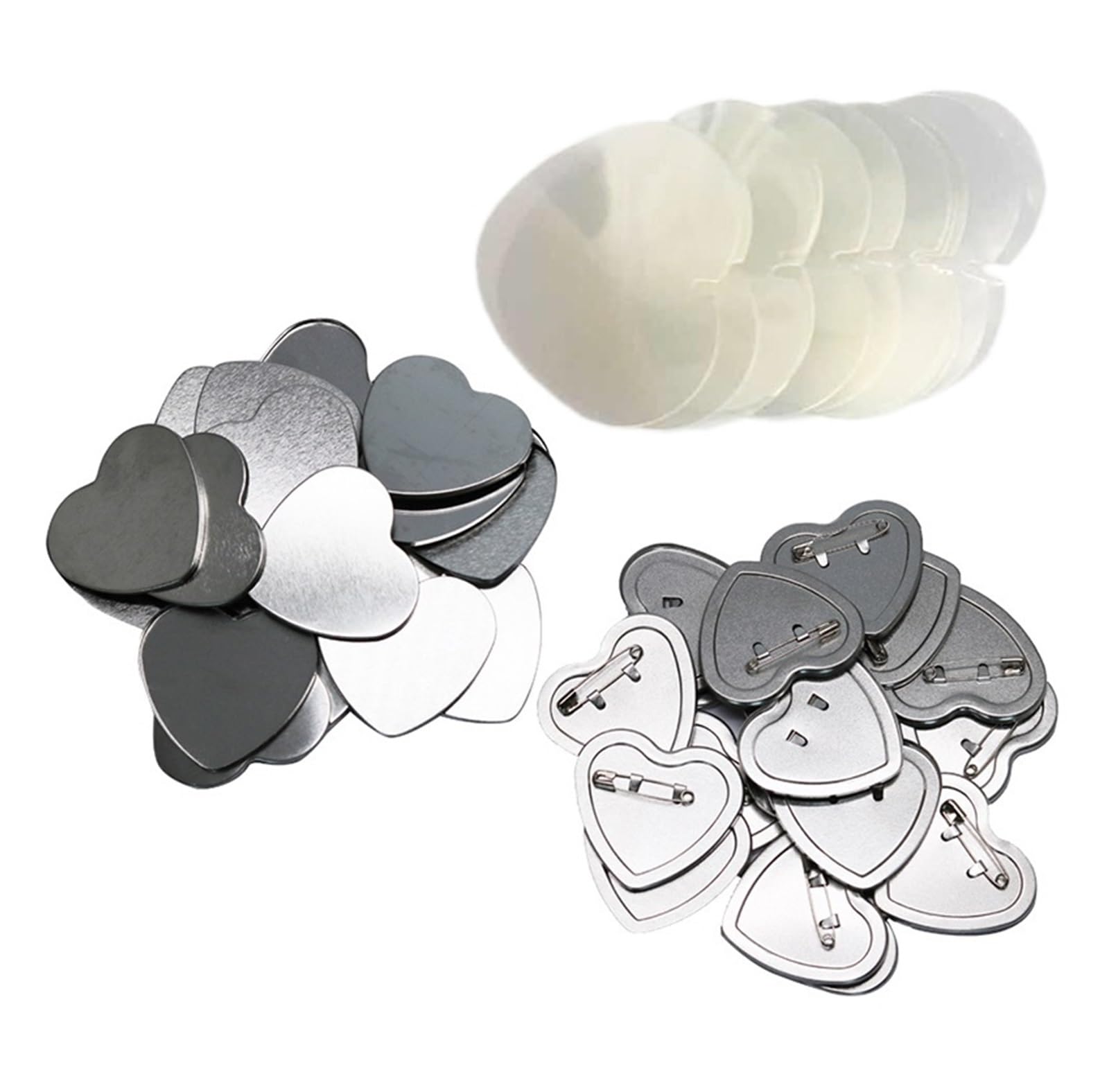 Parti del bottone del distintivo, 100pcs Heart Bad Button Maker 57 * 53MM Button Bad Blank Materie prime per la macchina per la produzione di bottoni
