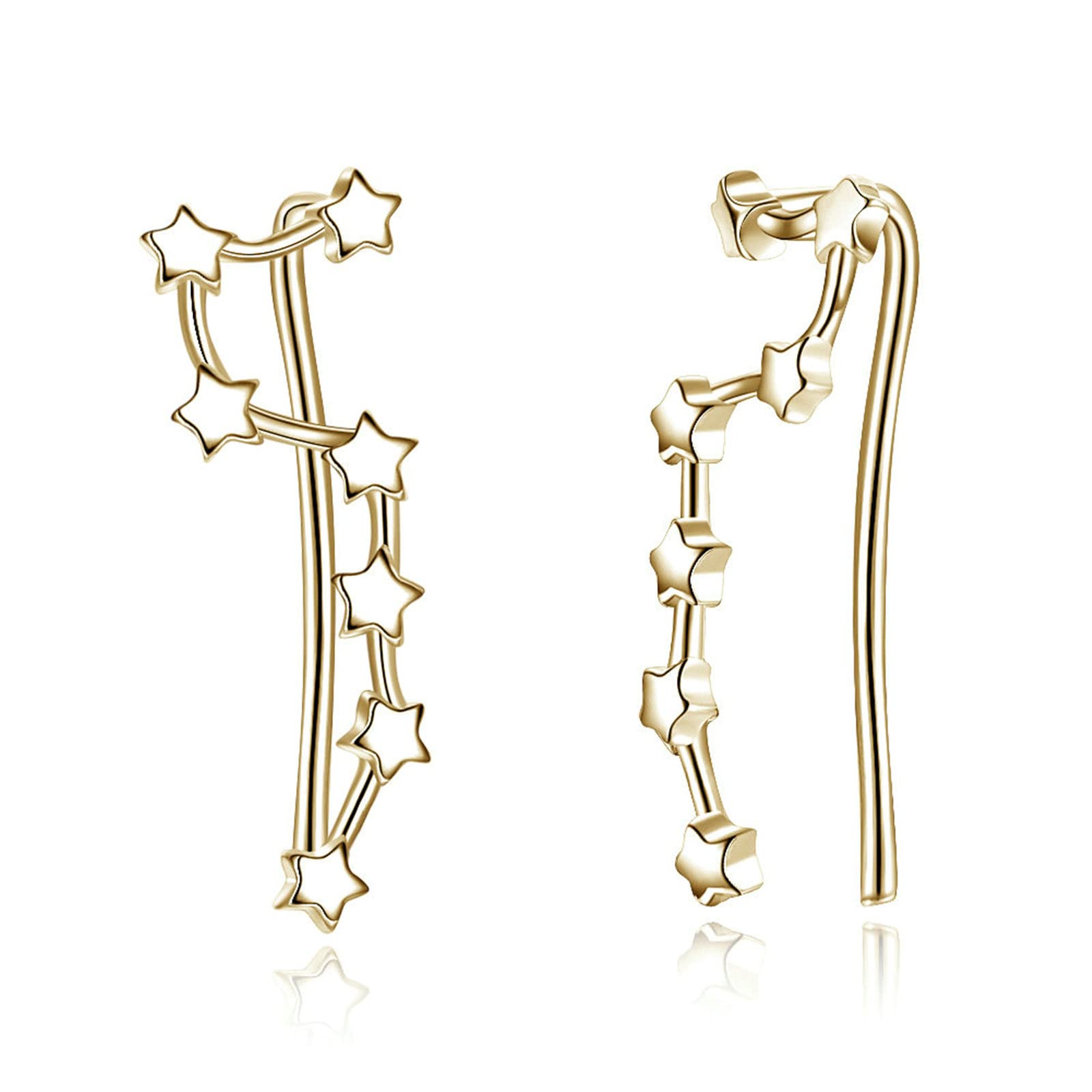 Beydodo Ohrclips Damen ohne Ohrlöcher, Ohrringe 750 Gold Sterne Ear Cuff Ohrklemme Nickelfrei für Frauen
