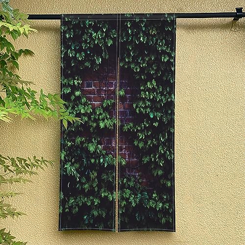 Qinunipoto 暖簾 藤の葉だらけの壁 のれん シンプル風 幅85cm丈150cm インテリア 出入り口 目隠し おしゃれ すだれ 遮光 部屋 間仕切りカーテン 門カーテン ポリエステル製 オーダー可 簡単取付 四季兼用