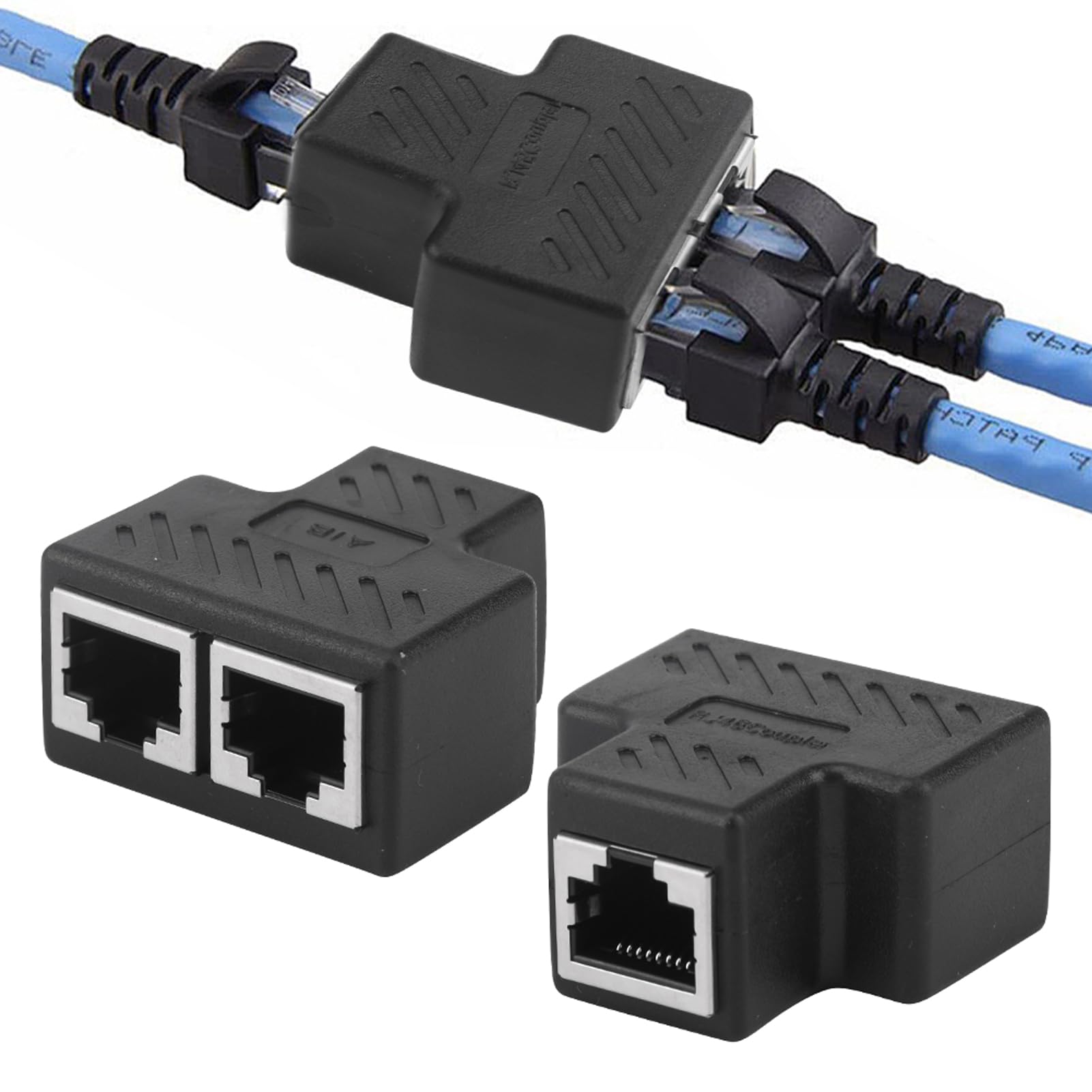 2pcs Ethernet Splitter, RJ45 Splitter Adapter LAN Network Internet Splitter 1 to 2,Cmpatible with ADSL, Hubs, TVs, Set-top Boxes, Routers, Wireless Devices, Computers(black)