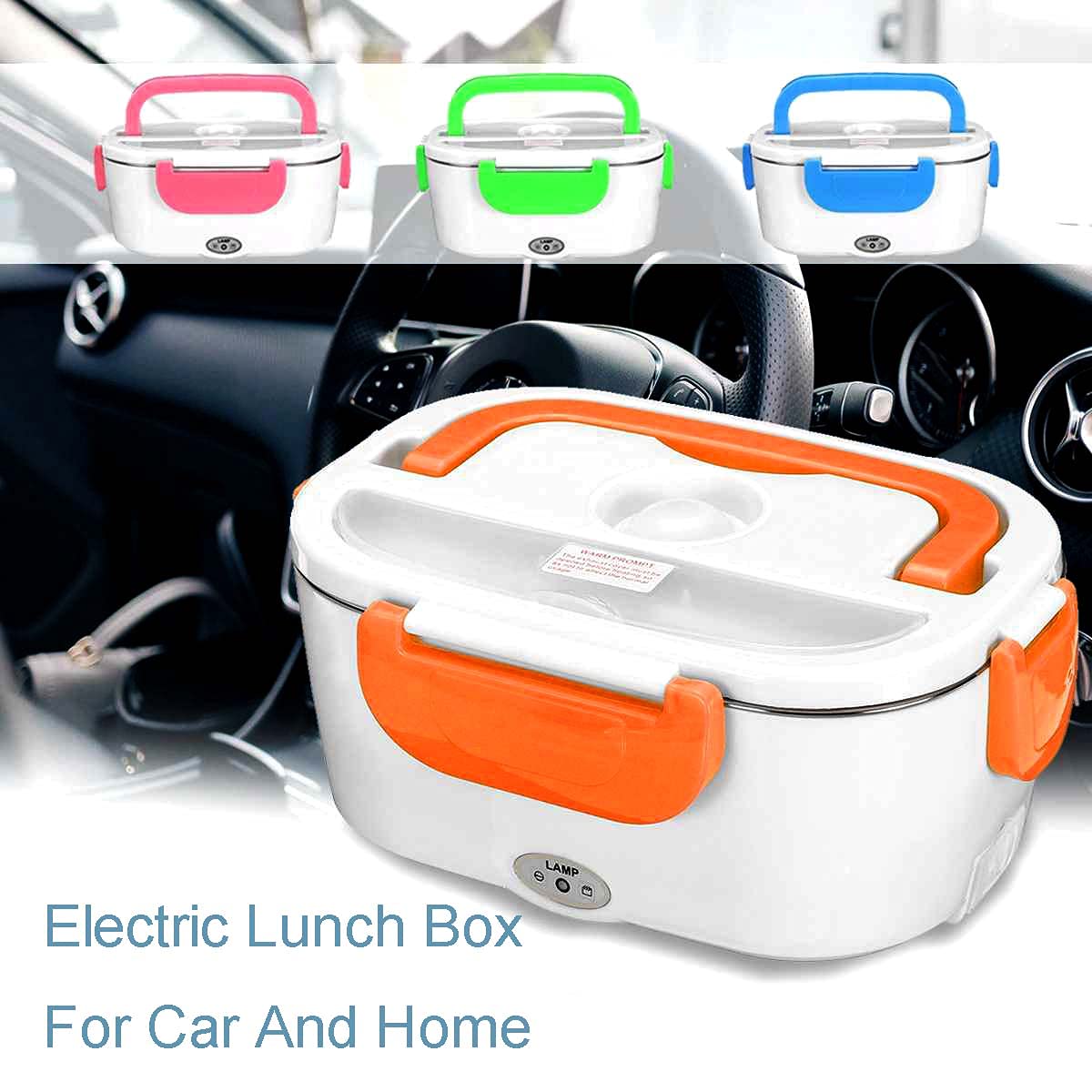 Elektryczny podgrzewacz do żywności, 2 w 1, przenośny, elektryczny pojemnik na lunch, ze stali nierdzewnej, do samochodu, biura, szkoły, użytku domowego, różowy