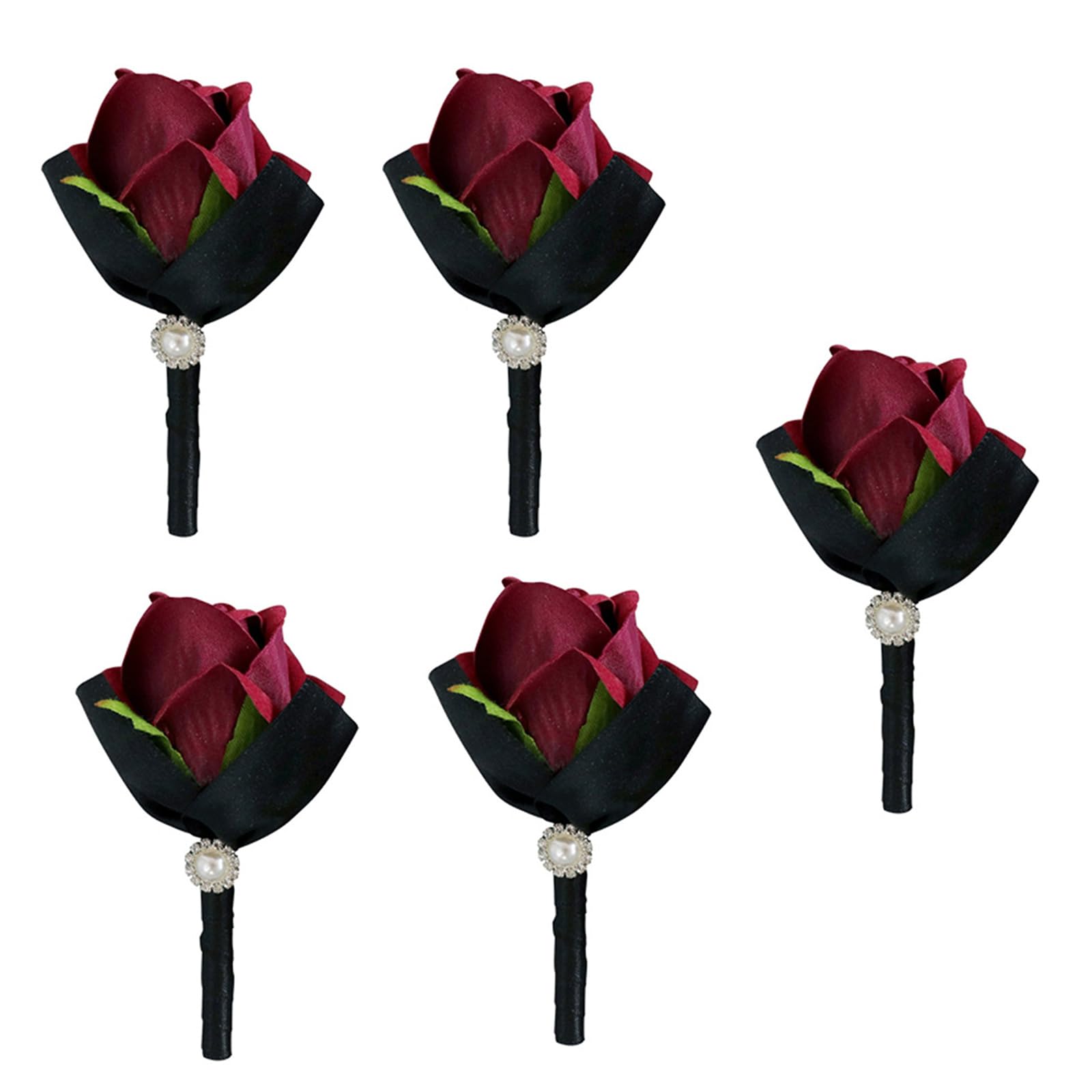 Tsophreniq 5Pcs Rose Boutonniere for Wedding Ceremony Anniversary, Dinner Party, Rose Wrist Corsages for Bride and Bridesmaids Wedding Accessories