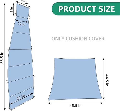 Miniatura 3 de Funda de cojín de repuesto para silla de salón colgante para exteriores, tela suave impermeable (cojín no incluido), color verde