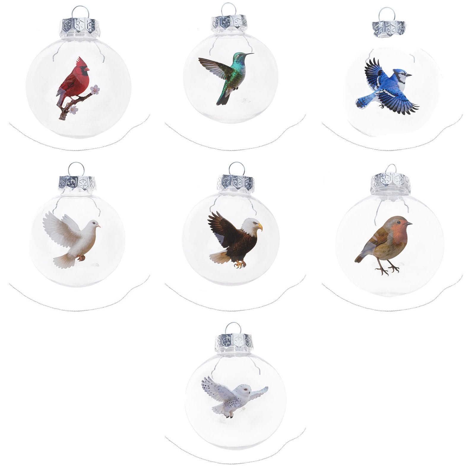 Artistic Bird-Inspired Christmas Baubles, Clear Ornaments for Festive Tree Decorations & Memorable Gifts Hanging Baubles Ornament