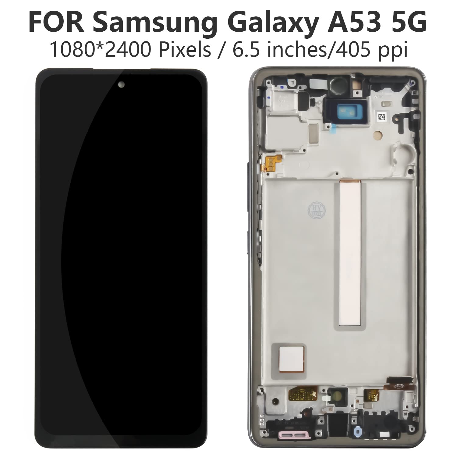 LADYSON Ersatzteil-Set für Samsung Galaxy A53 5G A536 SM-A536B SM-A536U LCD-Display, Touchscreen, Digitizer, Montageset mit Rahmen, keine Unterstützung von Fingerabdruck