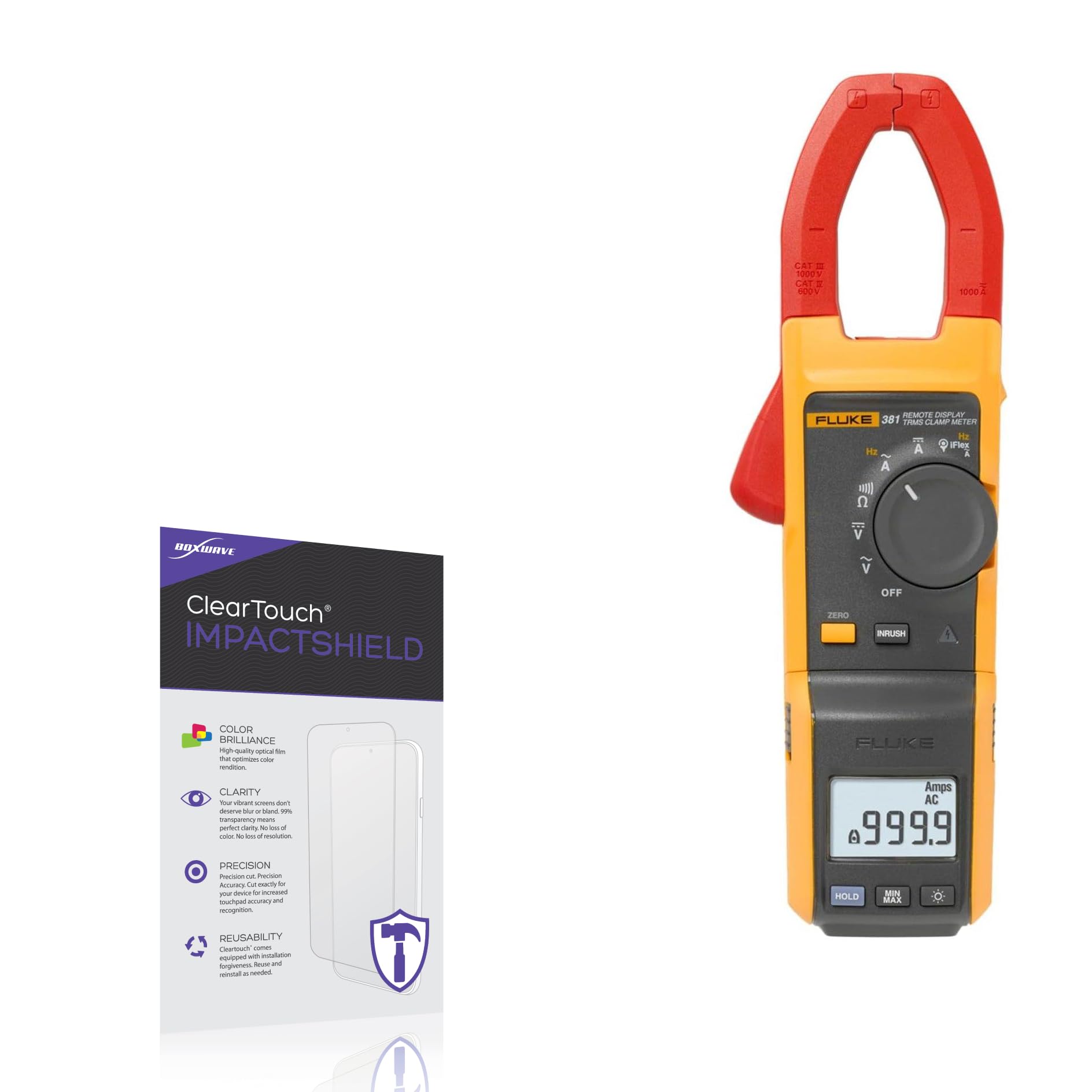 BoxWave Screen Protector Compatible With Fluke 381 - ClearTouch ImpactShield (2-Pack), Impenetrable Screen Protector Flexible Film