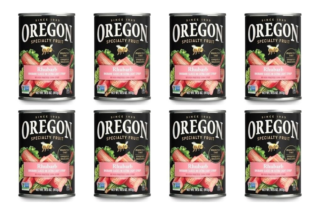 Oregon Rhubarb in Extra Light Syrup, 14.6 oz Cans, Pack of 4
