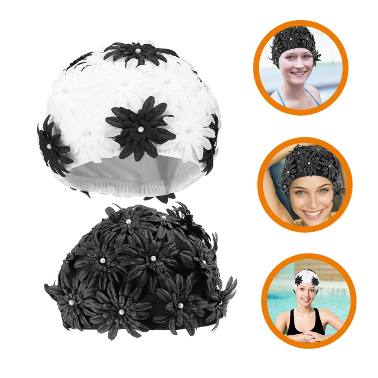 UPKOCH Bonnet De Bain Femme Capuchon De Natation Décoratif Étanche Bonnet De Piscine avec Motif Floral Protection Cheveux pour Baignade Spa