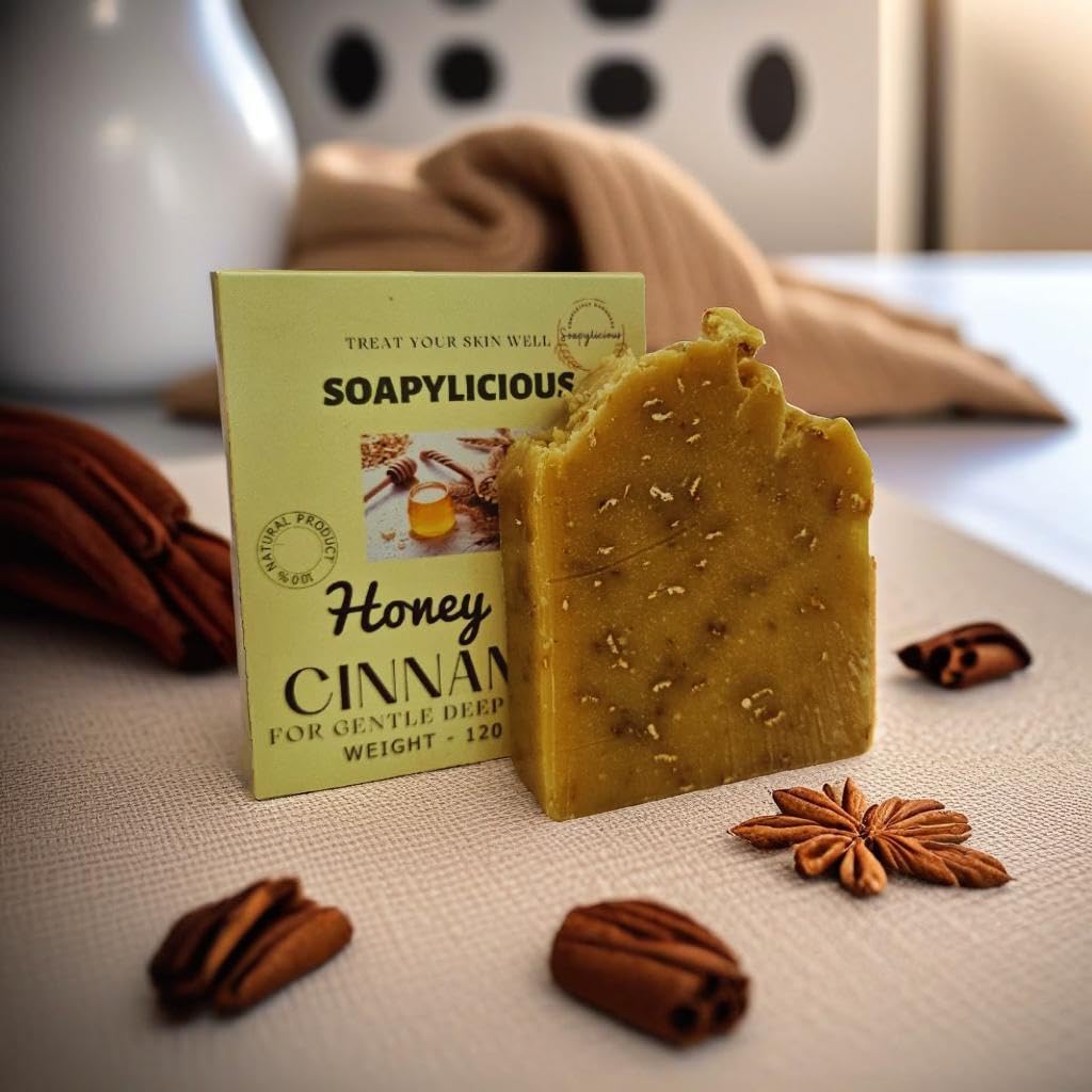 Handmade Honey Oat Cinnamon Soap Bar – Premium Natural & Organic Soap for Nourishing & Gentle Exfoliation