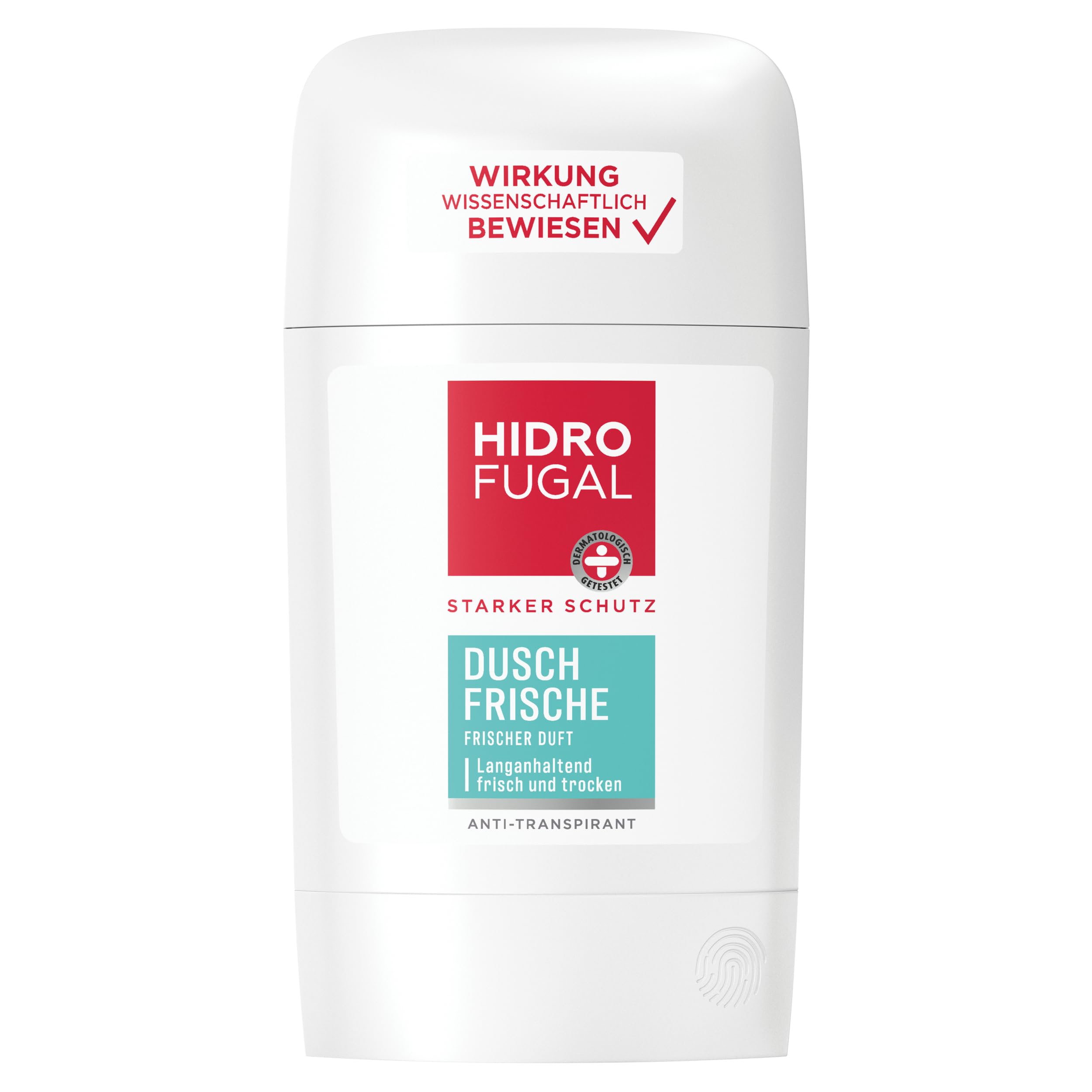 Hidrofugal DUSCH FRISCHE Stick, starkes Antitranspirant mit frischem Duft, Deo Stick ohne Ethylalkohol für zuverlässigen Schutz gegen Schweiß & Körpergeruch (50 ml)