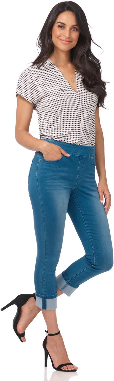 Rekucci Secret Figure Denim Women's Pull-On Slim Fit Cropped 4 Season Jean