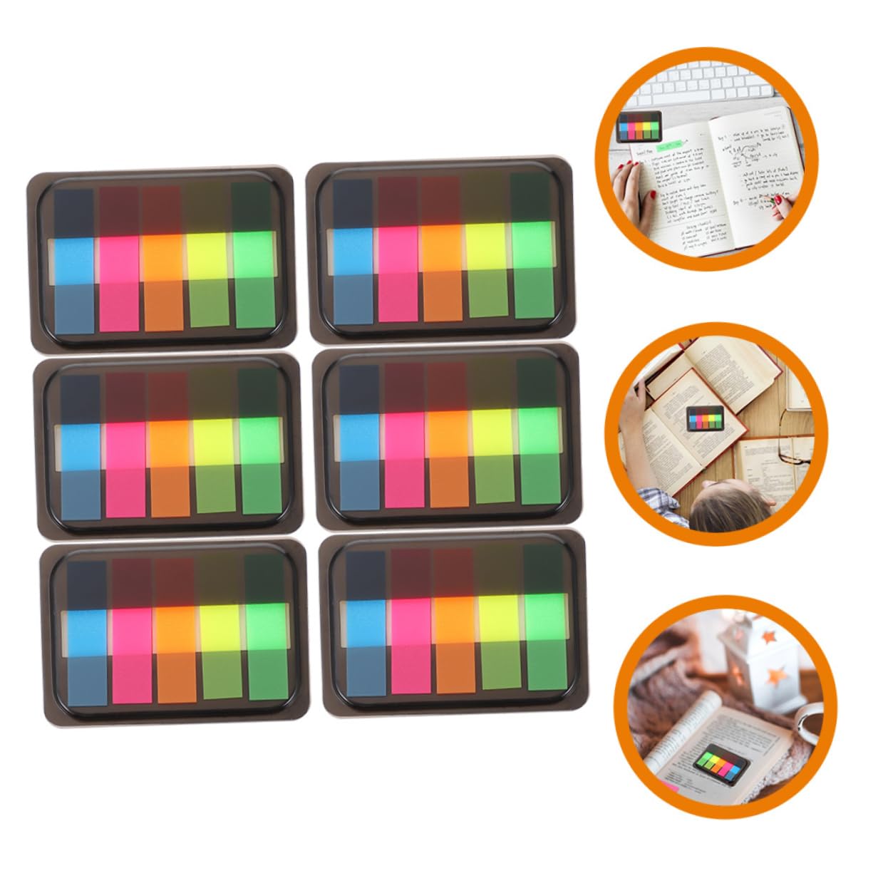 OSALADI 5 Sätze Klebende Seitenmarker Boxen Haftstreifen Beschriften Wiederverwendbare Index Tabs Für Notizen Notizbücher Und Büroorganisation 6boxen*5