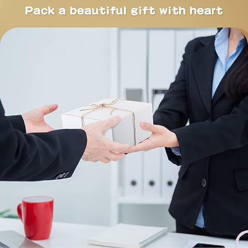 Miniatura 5 de 50 cajas de regalo resistentes de 8 x 8 x 4 pulgadas con tapas caja de propuesta de dama de honor caja de regalo de cumpleaños con cordel de 33 pies