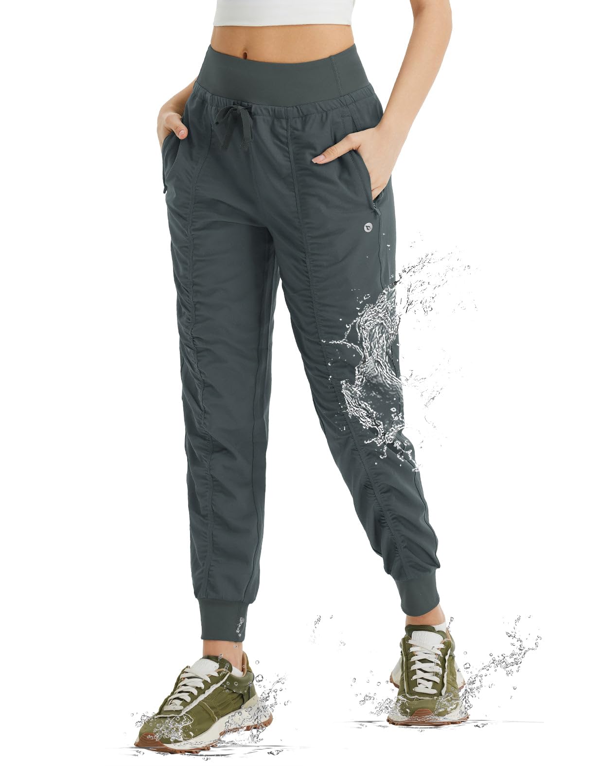 baleaf Women's Joggers with Zip Pockets Hiking Pants Lightweight Quick Dry Water Resistant Track Pants