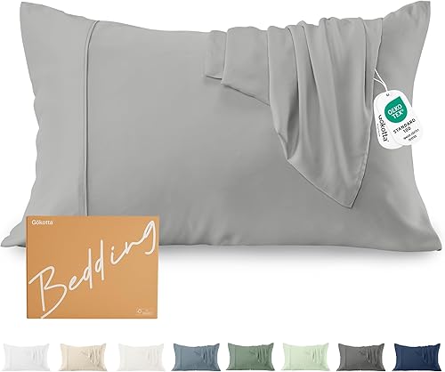 GOKOTTA Juego de 2 fundas de almohada de bambú tamaño Queen, reversibles y con cierre de sobre para personas que duermen con calor y sudores