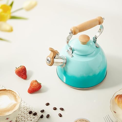 Miniatura 3 de ROCKURWOK Hervidor de té, tetera con mango ergonómico Cool Touch, tetera de acero inoxidable de grado alimenticio, tetera para tetera, tetera de