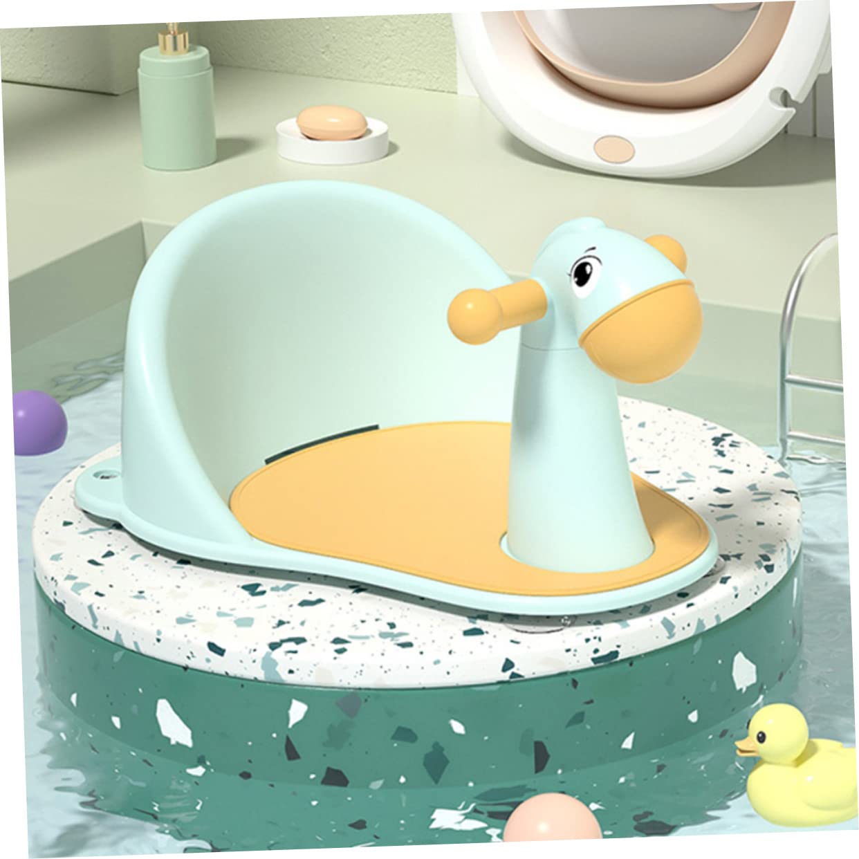 Silla de Baño para Bebés y Niños Pequeños Base Antideslizante de Pp Que Protege la Columna Adecuado para Ducha y Bañera