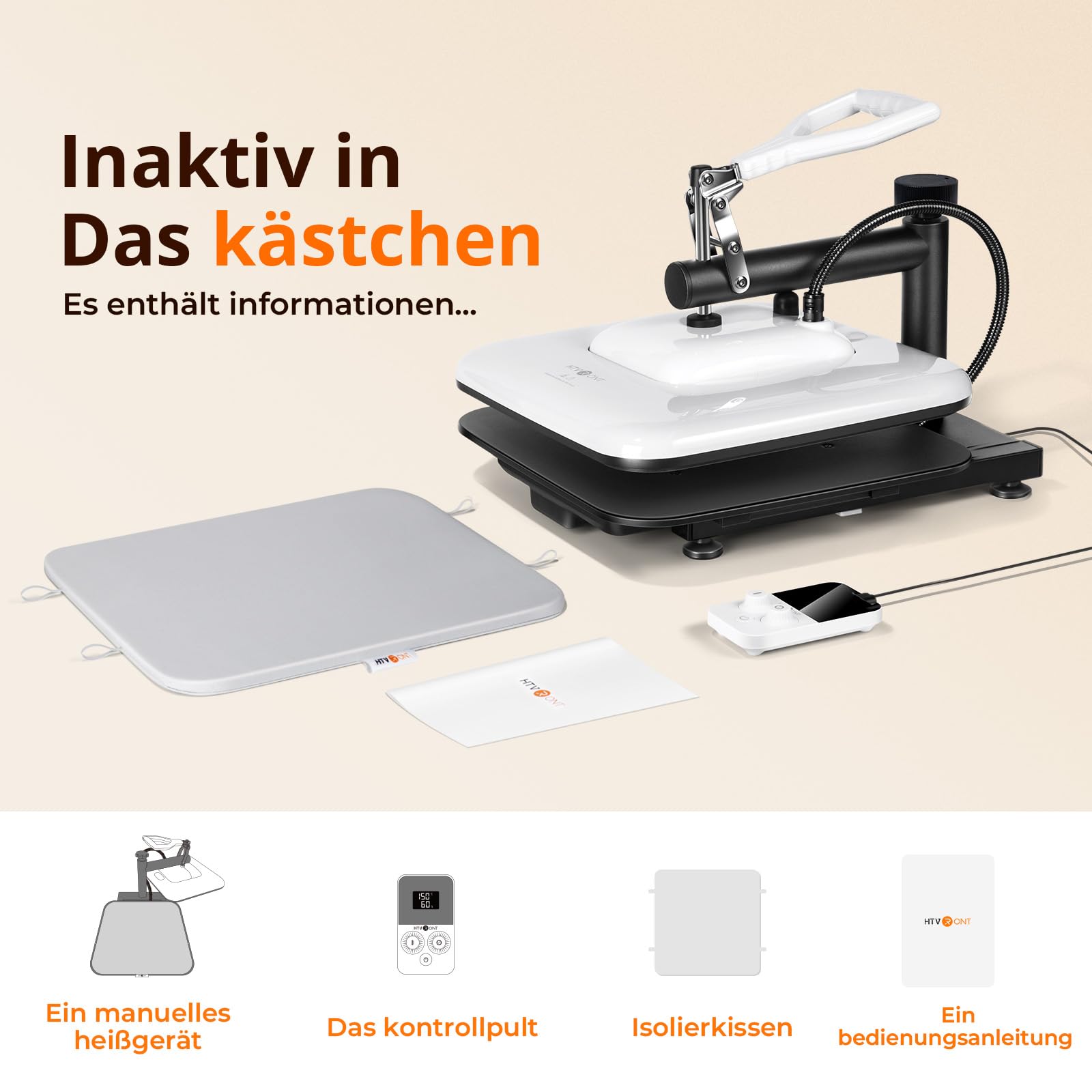 HTVRONT Heißpresse 38 x 38 cm – Klappheißpresse für T-Shirts – Profi-Heißpresse für Sublimierung, Vinyl und Wärmeübertragungsprojekte, schnell aufheizbar und gleichmäßige Wärmeverteilung