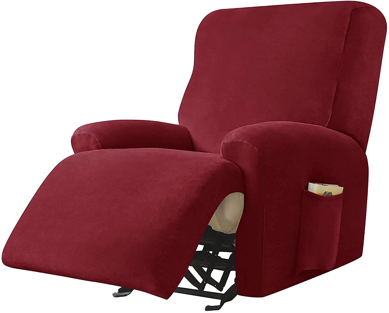 Housse de canapé inclinable extensible et imperméable rouge pour fauteuil 1 place