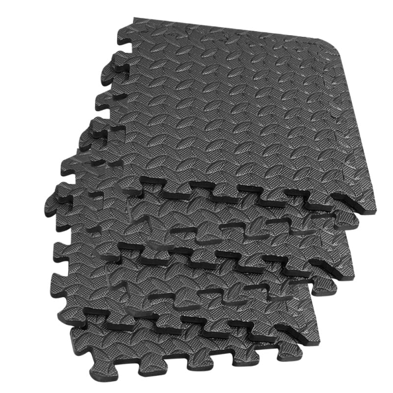 ibasenice Tapetes de Piso Interbloqueables con Textura de Hoja 6 Piezas Alfombrillas de Espuma EVA con 12 Tiras de Borde 30x30 cm Almohadillas Acolchonadas para Gimnasio Yoga Baile Hogar miniatura 1