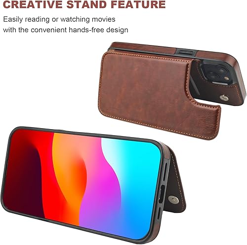 Miniatura 4 de Onetop Funda tipo cartera compatible con iPhone 15 Plus con soporte para tarjetas, funda de piel sintética con ranuras para tarjetas, doble cierre