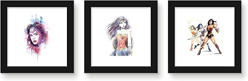 Trends International Gallery Pops DC Comics Wonder Woman - Paquete de arte de pared (3 unidades), póster de pared, 12 x 12 pulgadas, versión de