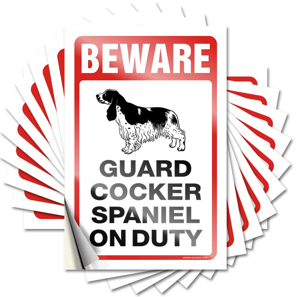 Outdoor Farmhouse Decor Cars Funny Sticker - Beware! Guard Cocker Spaniel On Duty Essentials Waterproof Vinyl Sticker(12X18CM)
