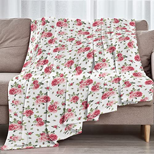 Floral Rose Throw Blanket, Flannel Soft Warm Cozy Floral Print Blanket, Plush Home Throws Blankets For Girl Women Mom Grandma, All Season Bed Or Couch, Bouquet Day, 40X50 Inch #TOP5