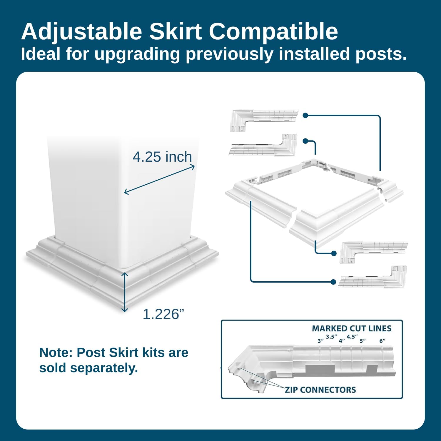Weatherables 4x4 Vinyl Post Wrap – Weatherproof Premium Outdoor Vinyl Porch Post Wrap for Quickly Refreshing Existing Deck, Patio, and Porch Posts (4"x4"x96", White)