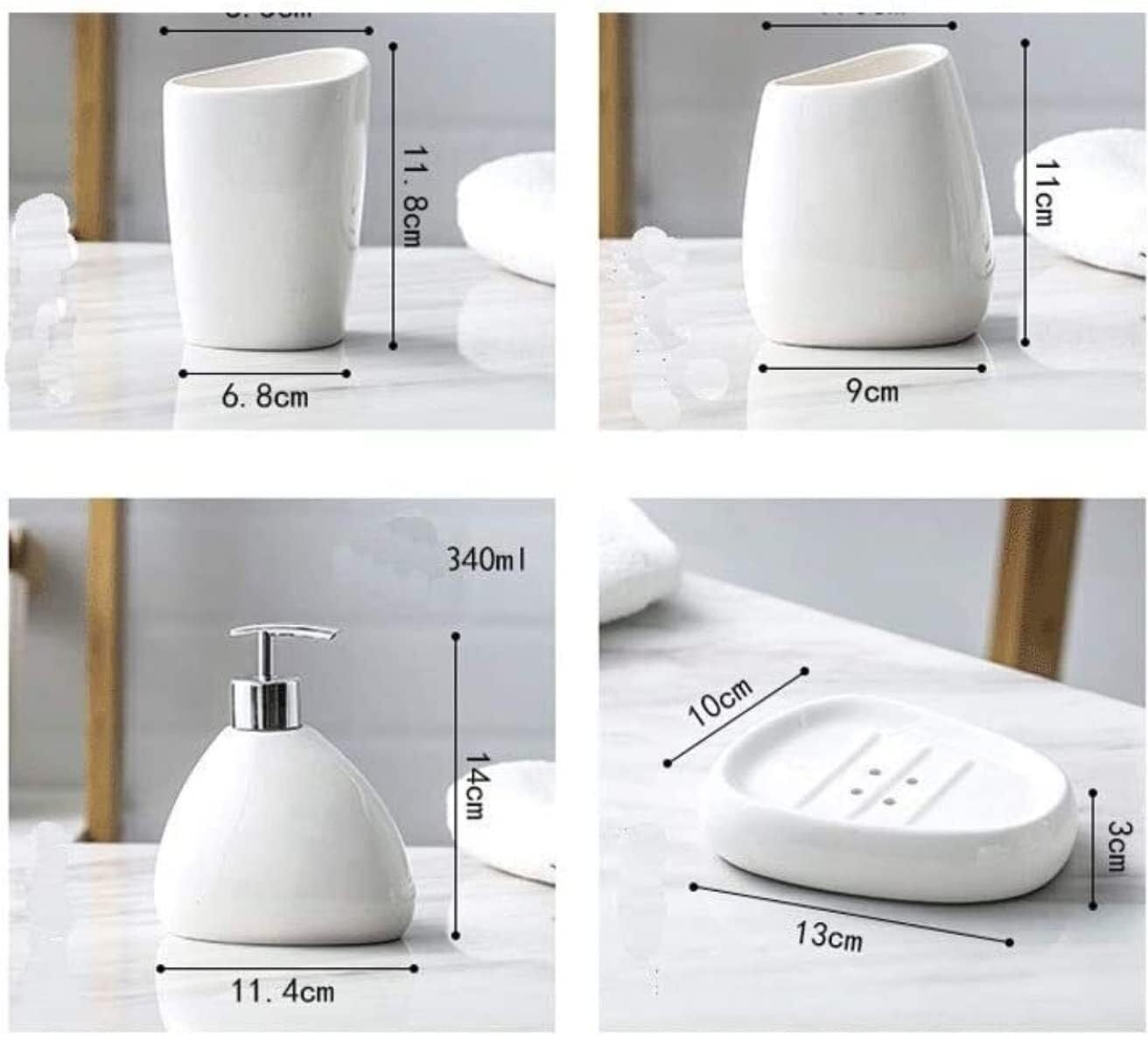 Set da bagno Accessorio da bagno in ceramica bianca 5 pezzi, con stile semplice, for regalo di inaugurazione della casa Arredamento in stile costiero