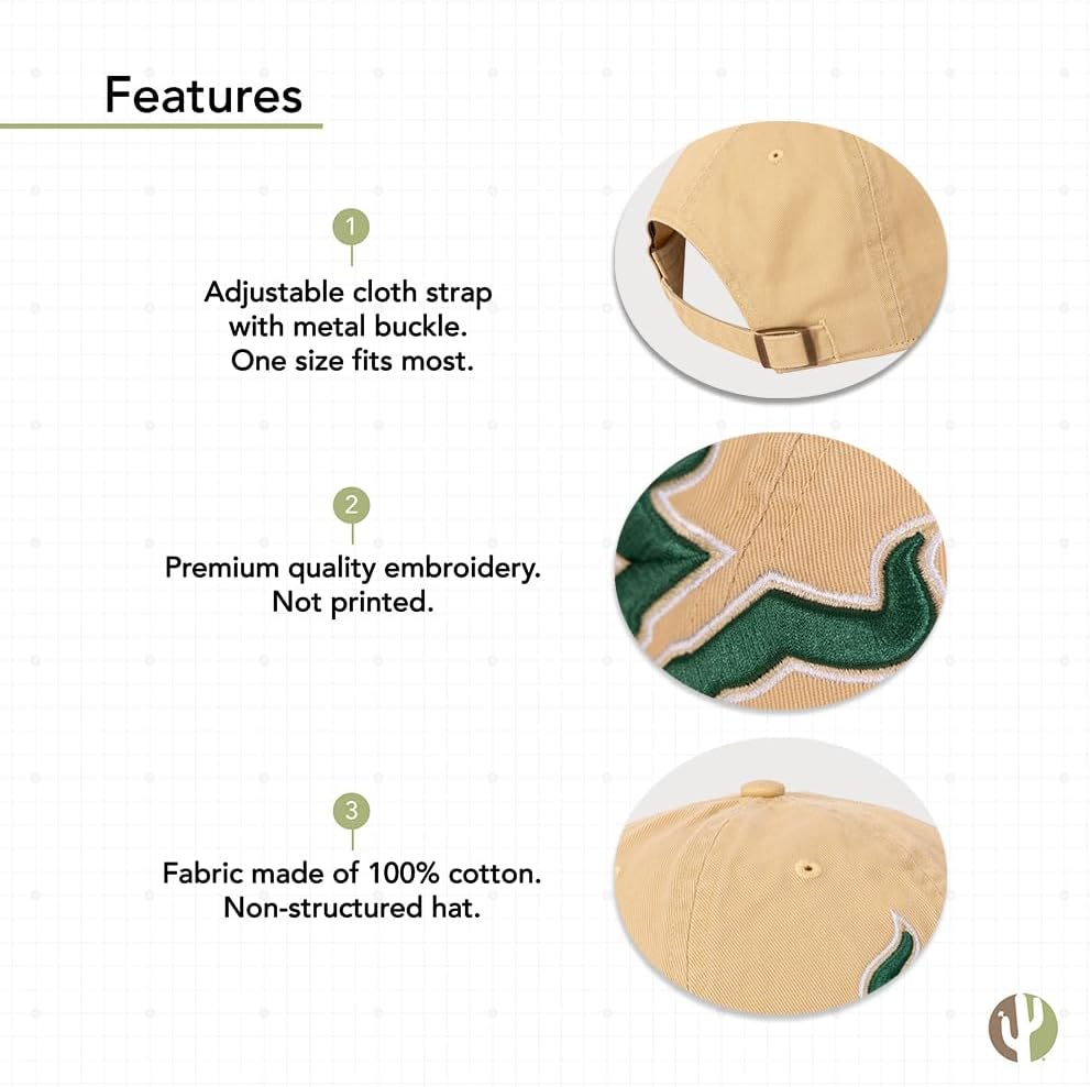 Desert Cactus University of South Florida Baseball Hat USF Bulls Brimmed Embroidered Hats Cap Adjustable Cloth Strap Adult - Image 4