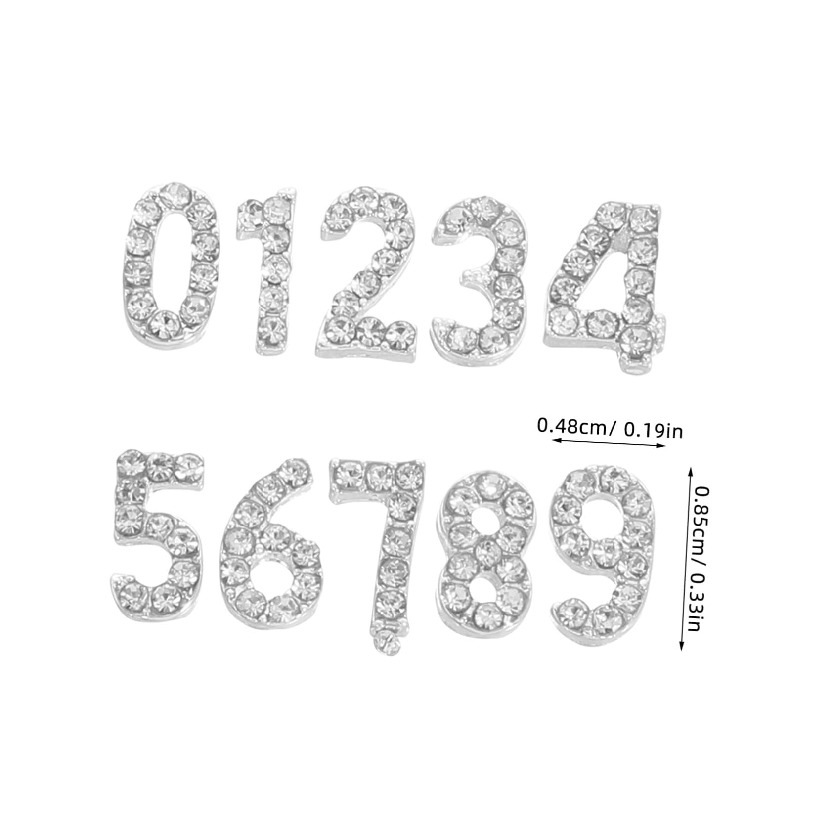 PLAFOPE 100 Pezzi Charm numerici per unghie con cristalli flatback decorazioni manicure con numeri arabi brillanti per nail art creativa e accessori decorativi per ragazze