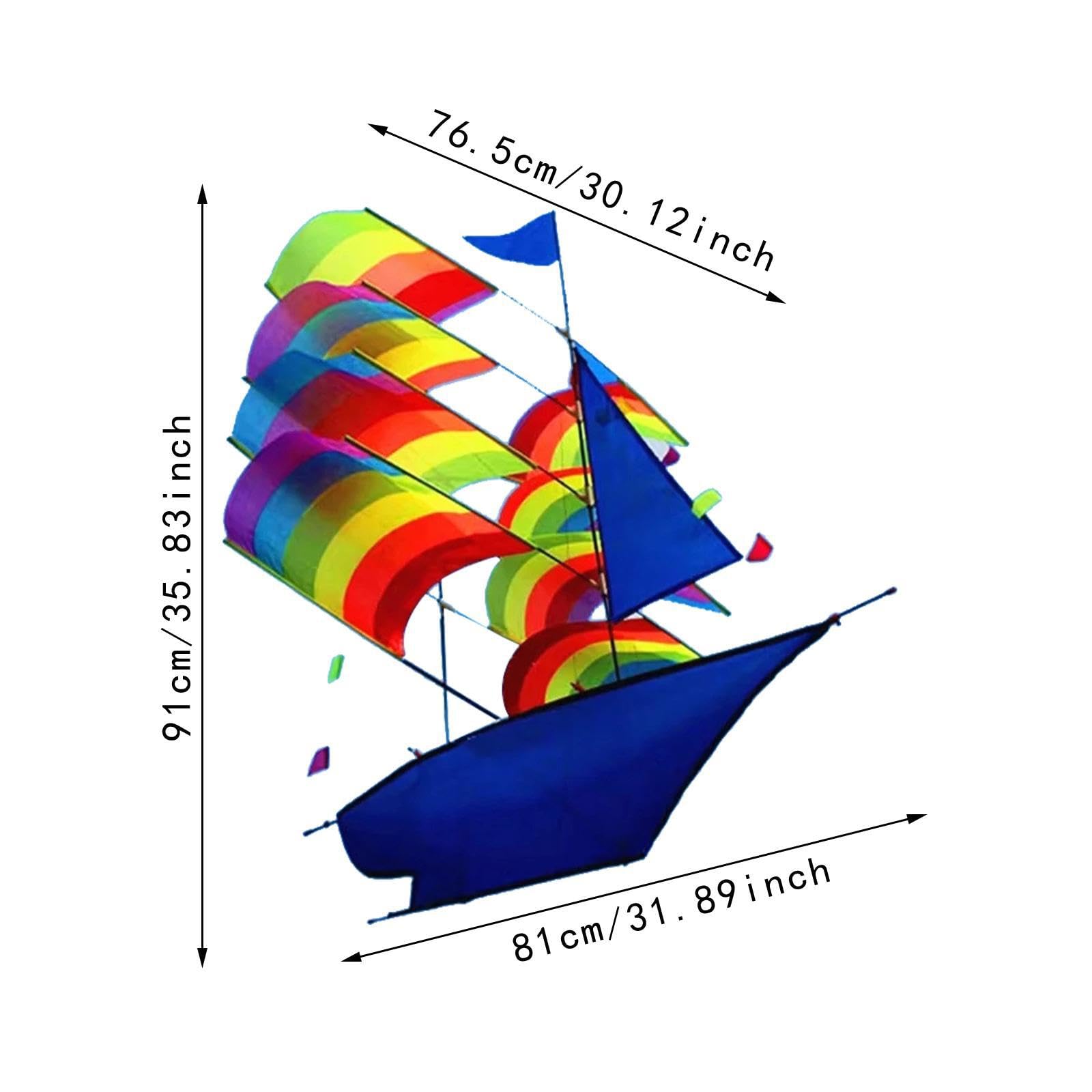 Aquilone a Grande Nave Colorata 3D Arcobaleno Aquilone Giocattolo Volante Giochi all'aperto per Bambini Gioco Attivo e Divertimento Nave Colorata di