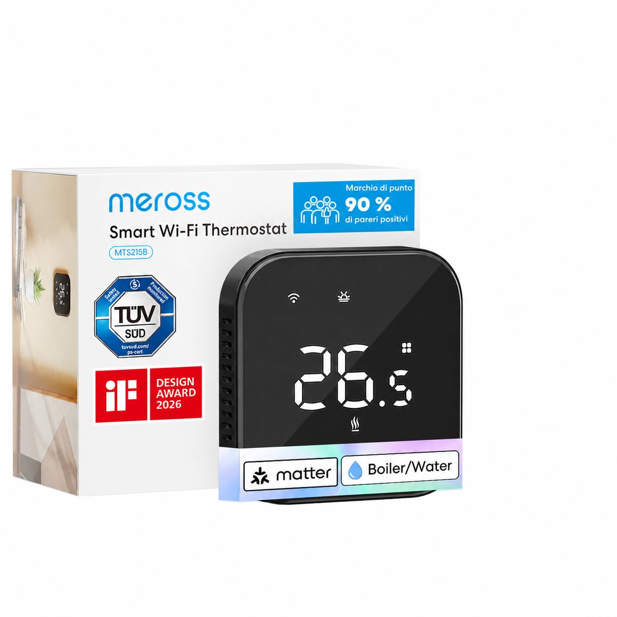 Meross Matter Thermostat für wassergeführte Fußbodenheizung Schwarz