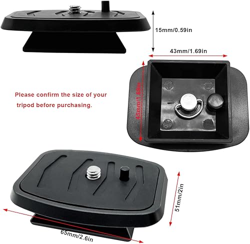 Miniatura 2 de Paquete de 2 adaptadores de montaje para cámara de trípode de liberación rápida de 1.693 in, repuesto para Torjim AX60 de 60 pulgadas, montaje de