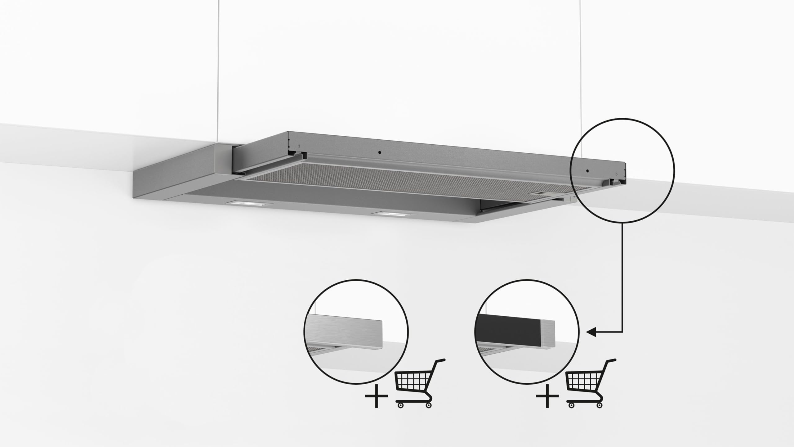 NEFF D46ED52X1 N 50 Flachschirmhaube 60 cm Einbau-Dunstabzugshaube Abluft Umluft LED Silbermetallic