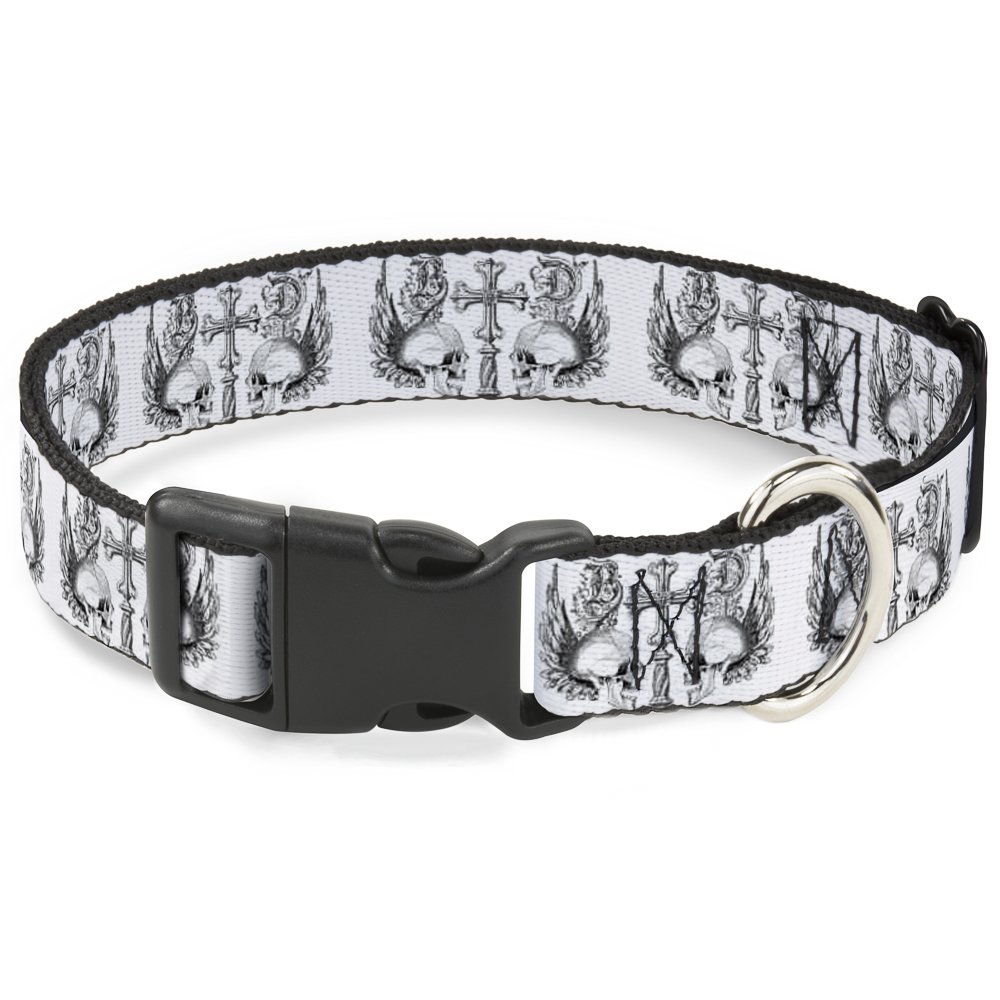 Collier têtes de mort avec des ailes grand chien réglable 18-81 cm Buckle Down