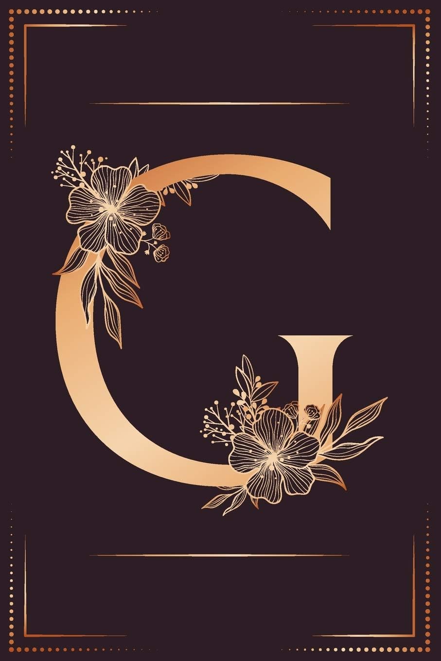 G: Individual Monogram initial golden alphabet: Monogram initial Journal: Golden Floral 6/9,120 Blank lined pages
