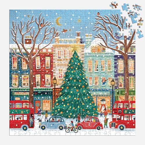 Galison - Tinsel City Puzzle de 500 Piezas con Foil para Adultos | Ilustrado por Laura Watkins, Navidad, para Adultos, Familia y Niños, Papel Reciclado, Tamaño Final 20" x 20" miniatura 6