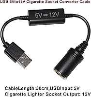 Vista 6 de Adaptador USB a encendedor de cigarrillos de 12 V, convertidor de voltaje elevador de 5 V a 12 V, convertidor de voltaje elevador de enchufe hembra