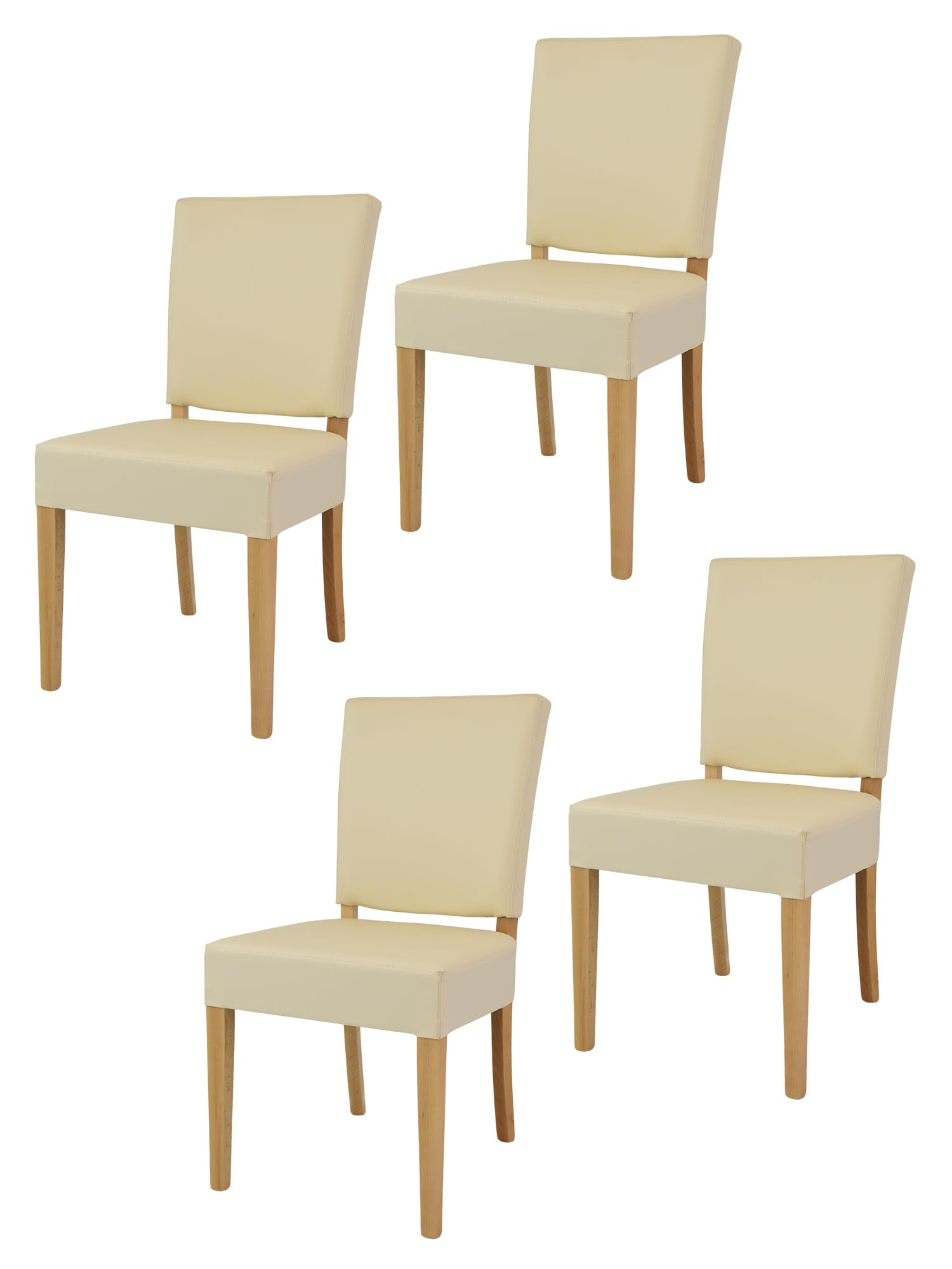 t m c s Tommychairs - Set 4 sillas Genny para Cocina, Comedor, Bar y Restaurante, solida Estructura en Madera de Haya Color Natural y Asiento tapizado en Polipiel Marfil