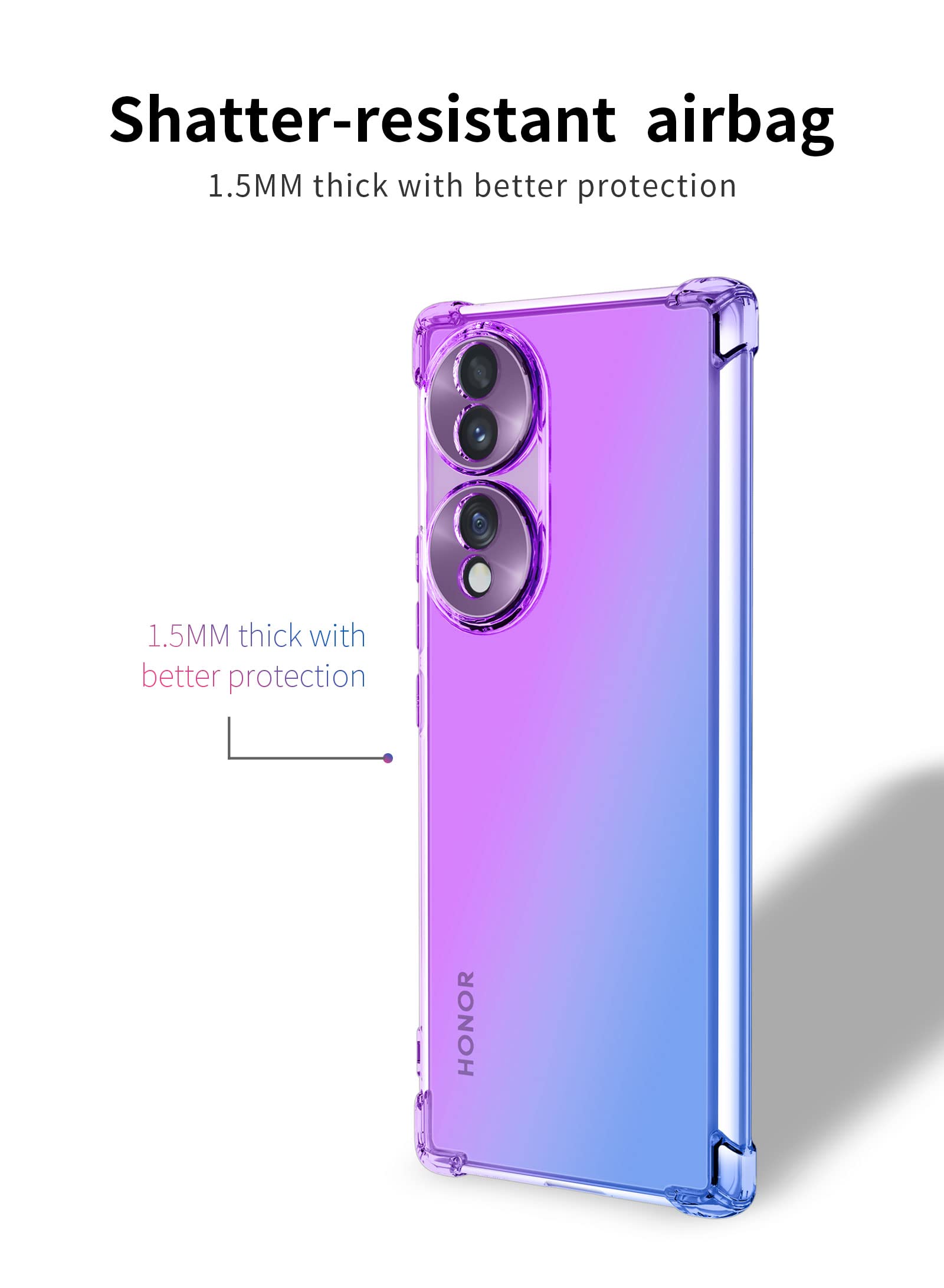 Custodia DESSEN Per Huawei Honor 70 5G: Morbida Al Touch, Con Anello Rotante 360° E Supporto Magnetico Per Auto. Colore Viola.