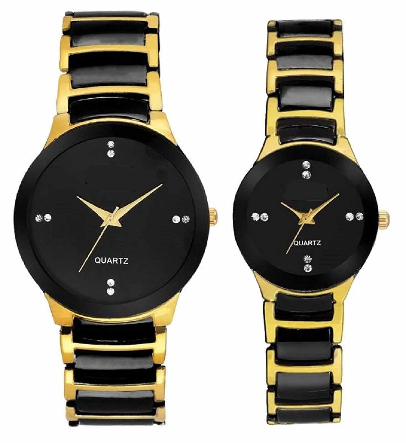 MRK Black Dial Platinum Black & Golden Chain Analog Watch for Couple MRK-199407 (B08F81CTKX) Amazon Price History, Amazon Price Tracker