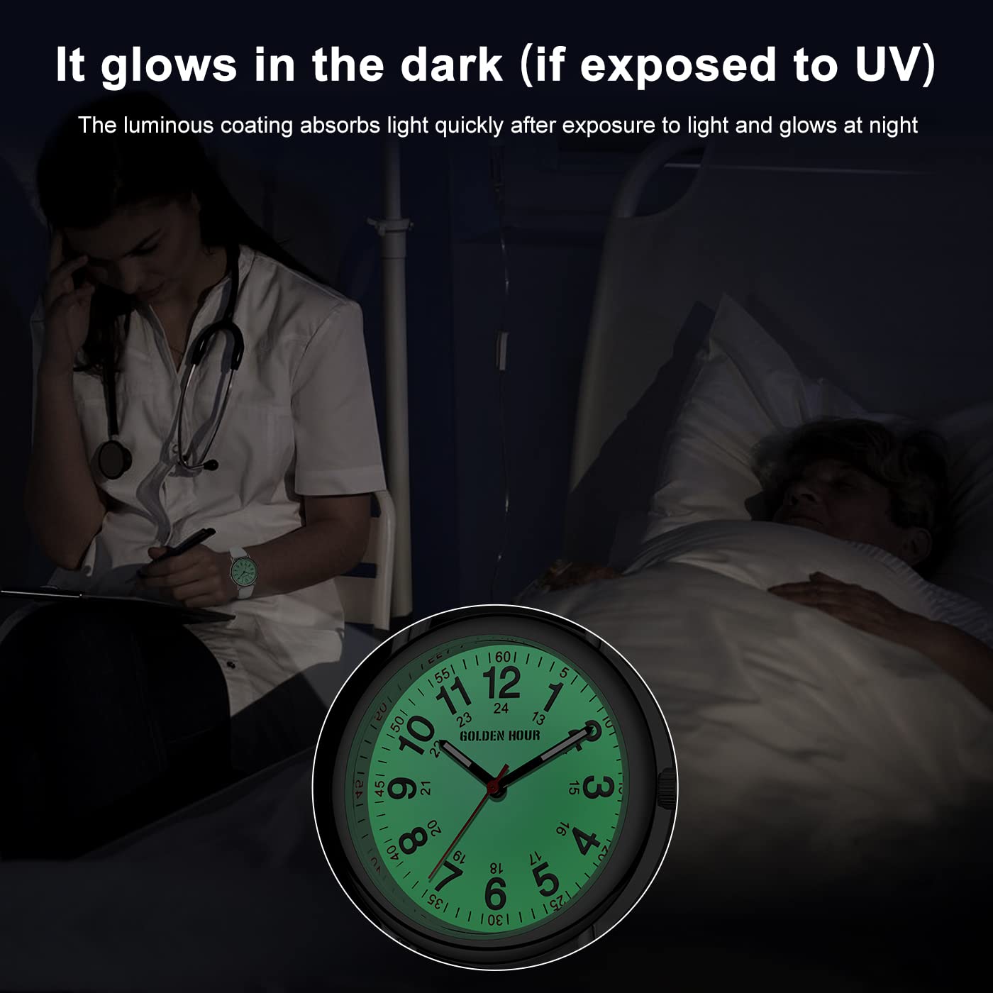 GOLDEN HOUR Orologio da Infermiere Impermeabile per Professionisti Medici, Studenti Donne Uomini