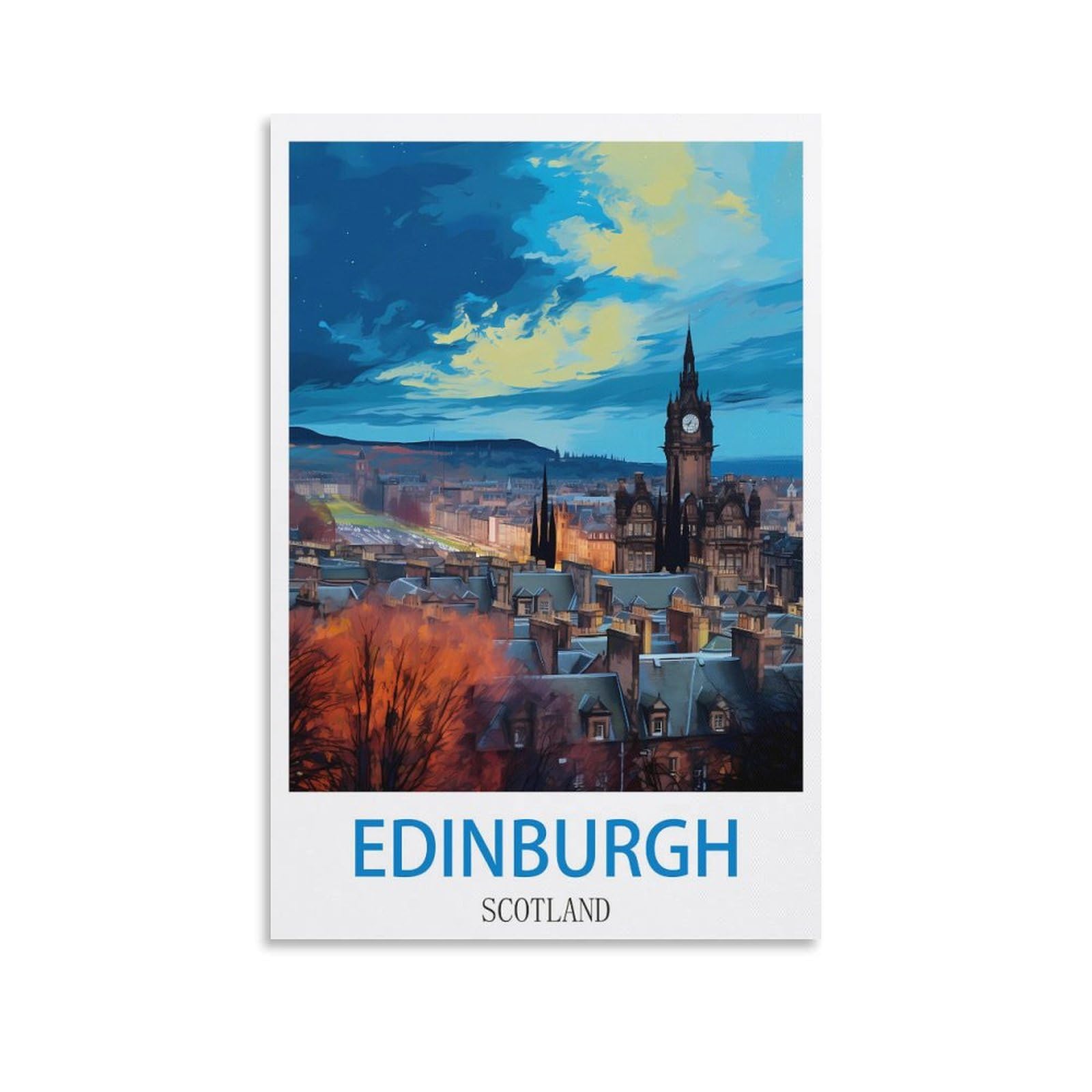 Fzyuen Unframe-Style Edinburgh Scotland Vintage Travel Posters 08X12inch(20X30cm) Canvas Wall Art Prints For Wall Decor Room Decor Bedroom Decor