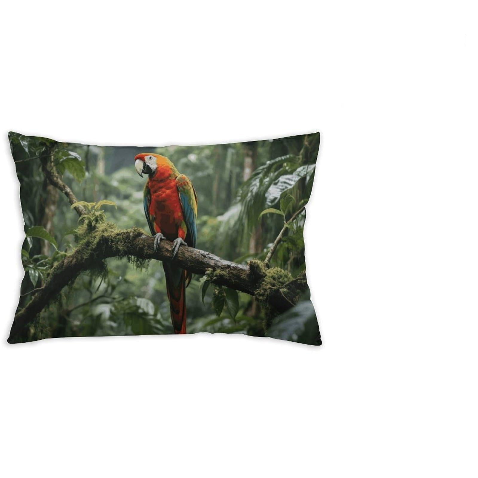 FodPand Decorative Throw Pillow Covers 12x20 Short Plush Parrot_Rainforest Body Pillowcase Cushion Cases with Invisible Zipper Rectangle Lumbar Pillow Shells for Sofa Couch Chair Bed Home Decor